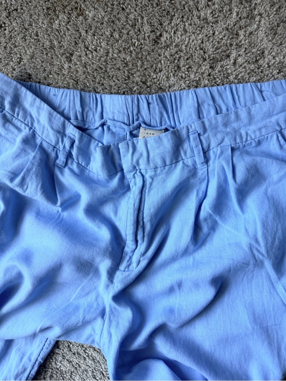 A New Day Light Blue Linen-Blend Casual High Waist Pants - Picture 3 of 6